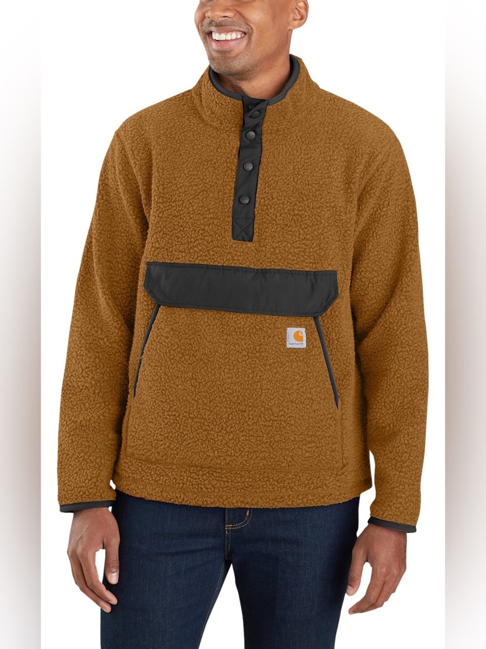 Carhartt Relaxed Fit Fleece Pullover Carhartt Brown Mens Size M